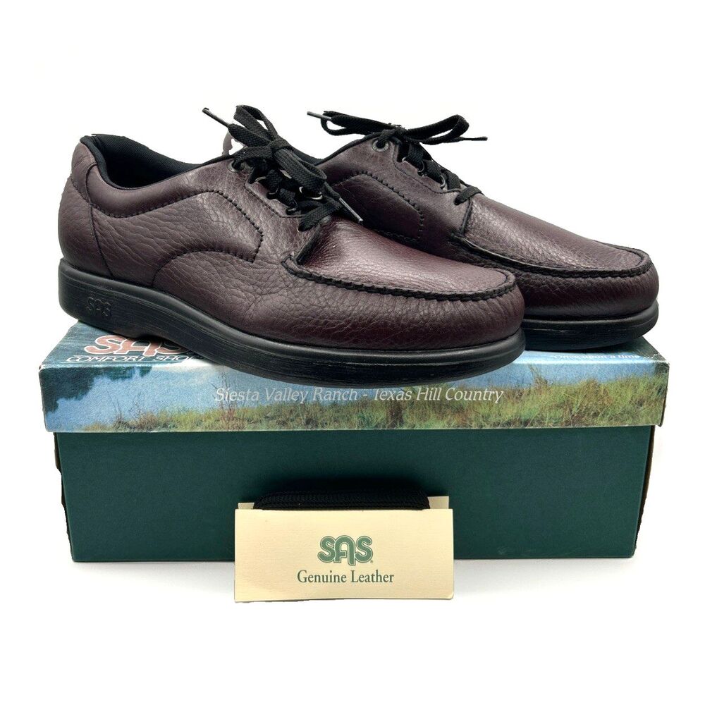 SAS Bout Time Leather Walking Shoes Men's Sz 13 Burgundy/Cordovan Comfort NIB